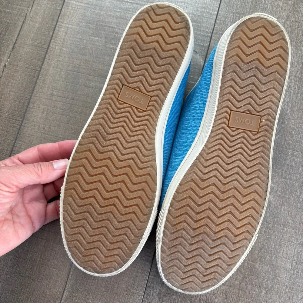 Toms Carmel Lifestyle Sneakers Blue Lace up Canvas Women's Size 9